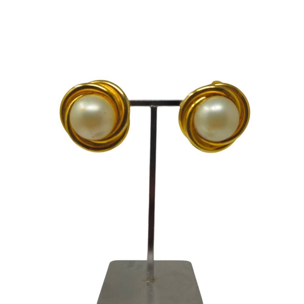 Vintage Kenneth J. Lane Faux Pearl Clip-On Earrings | 1.25”